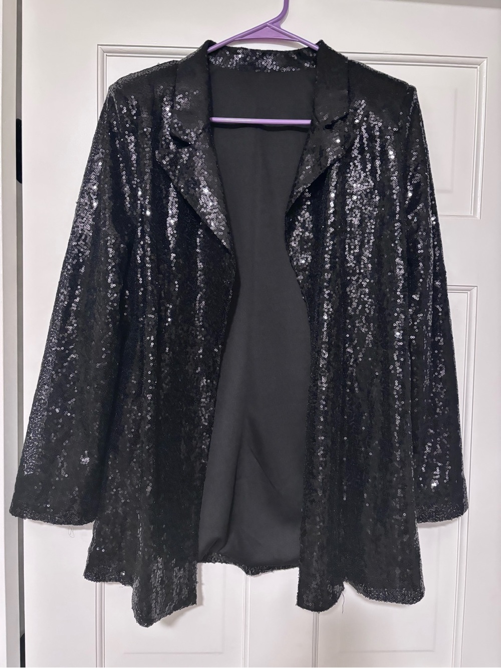 Black Sequin Women's Blazer Jacket